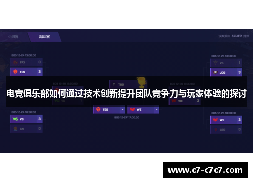 电竞俱乐部如何通过技术创新提升团队竞争力与玩家体验的探讨